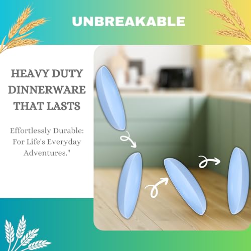 ECOSTAR Wheat Straw Dinnerware Sets Unbreakable Plates Bowls and Cups Reusable Utensils Dishwasher Microwave Safe Bowls and Plates Sets (Classic) - color: Classic