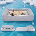 Rywell 3-in-1 Cooling Dog Beds Medium Sized Dog, 31" x 24", Dog Cooling Mat with Arc-Chill Tech (Q-Max>0.5), Dog Crate Pad for Summer, Non-Slip & Fully Machine Washable, Gift for Dog Lovers, Grey - size: Medium