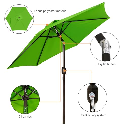 Blissun 7.5 ft Patio Umbrella, Yard Umbrella, Outdoor Market Umbrella with Push Button Tilt Crank, Lime - color: Lime