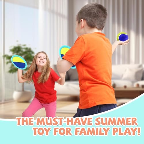Outdoor Games - Beach Toys, Toss and Ball Set with 4 Paddles and 3 Balls, Perfect Yard Games Sets, Playground Sets for Backyards Easter Basket Stuffers for Kids (Green) - color: Green