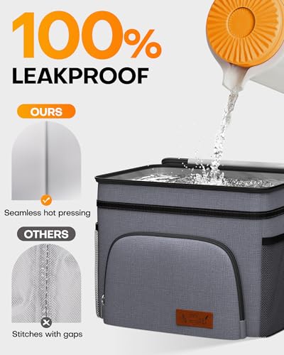 HOTOR Insulated Lunch Box for Men & Women - Leak-Proof Cooler Lunch Bag with 4 Pockets, Adjustable Strap, Ideal for Work, Picnic, Travel - Medium, Light Grey,10.2"×6.9"×8.5" - color: Light Grey, size: 9l - 1 Tier