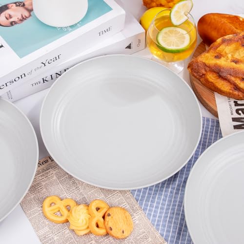 Supernal 16pcs Grey Wheat Straw Plates - Hard Plastic, Unbreakable Dinner Plates, Dishwasher & Microwave Safe for Camping, Picnic - color: Gray