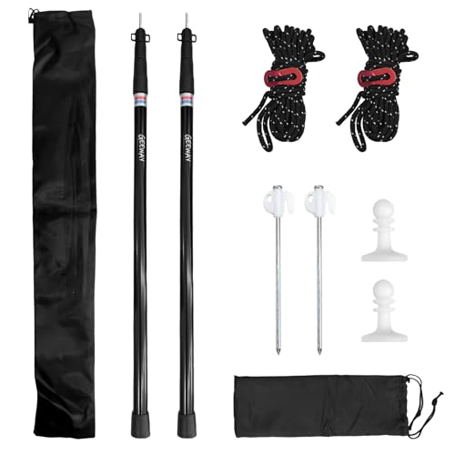 GEEWAY 2 Pcs 10FT Tarp Poles for Camping, Heavy Duty Telescoping Tent Pole, Aluminum Adjustable Tent Poles for Outdoor Activity, Wilderness Adventure and RV Travel (Black) - color: 10ft-black