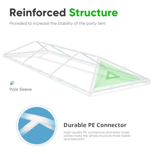 Quictent 10x30 Party Tent Gazebo Wedding Canopy Tent for Parties BBQ Shelter Pavilion with Removable Mesh Sidewalls & Elegant Church - size: 10' x 30' w/ 6 Mesh Sides