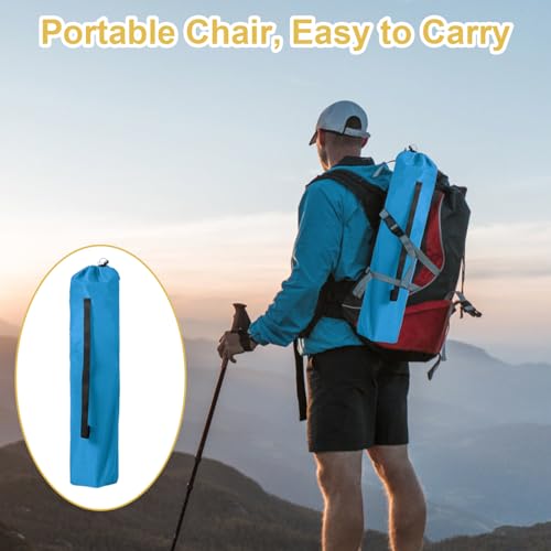 Folding Camping Chair with Cup Holder & Storage Bag, 225lbs Capacity, Large Anti-Sink Feet, Breathable PE Coated Fabric for Outdoor, Hiking, Beach, Fishing, Backpacking, 2PCS Blue - color: Blue, style: 2PACK