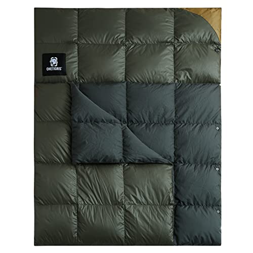 OneTigris Down Camping Blanket Warm, Lightweight, Packable, Puffy Outdoor Travel Quilt for Cold Weather Backpacking Hiking Stadium Gardening Beach Picnic