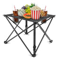 KOCASO 1Pc Foldable Camping Table Portable Picnic Table Lightweight Travel Desk with 2 Cup Holders Carrying Bag - color: Black-new