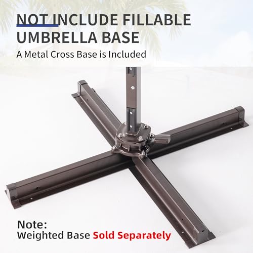 10 X 13 FT Cantilever Patio Umbrella with Led Lights Outdoor Rectangle Offset Large Double Top Heavy Duty Umbrellas with 360°Rotation for Pool Deck Backyard Garden, Navy - color: Navy, size: 10×13 Ft Without Base