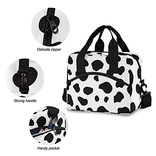 Milk Cow Dot Skin Insulated Lunch Bag Reusable Lunch Tote Bag Cooler Bag for Women Men Adult Lunch Box with Adjustable Shoulder Strap Leakproof Lunch Bag for Work School Picnic Camping - color: Milk Cow Dot Skin