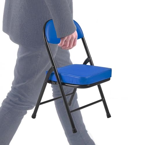 Mini Padded Folding Chairs, Garage Stool, Portable Camping Chair with Cushion, Lightweight Lawn Chair, for Outdoor Sports Events, Patio, Fishing, Hiking, Hunting, Picnic, Beach (Blue) - color: Blue
