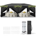 VINGLI 10x20 ft Pop Up Canopy Tent with 6 Sidewalls with Carry Bag, Outdoor Canopy Patio Event Tent Commercial Canopy(Black) - color: Black