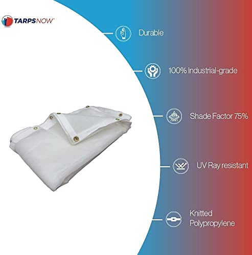 Tarps Now 6' x 8' White Heavy Duty Mesh Tarp with Brass Grommets - UV Resistant Reflective White 75% Sun Shade, Backyard, Patios, Breezeways, Gazebos, Kennels, or Mesh for Flatbeds, Trucks or Trailers - size: 6' X 8'