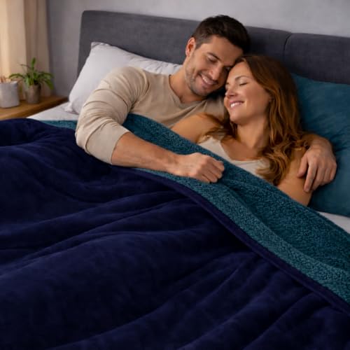 Waterproof Blanket for Bed, Couch, Kids & Pets Protection – Splash-Proof, Spill-Proof, Leakproof Flannel Blanket Reversible Design (Navy Blue & Abyss Green, 60x80) - color: Navy Blue & Abyss Green, size: Full