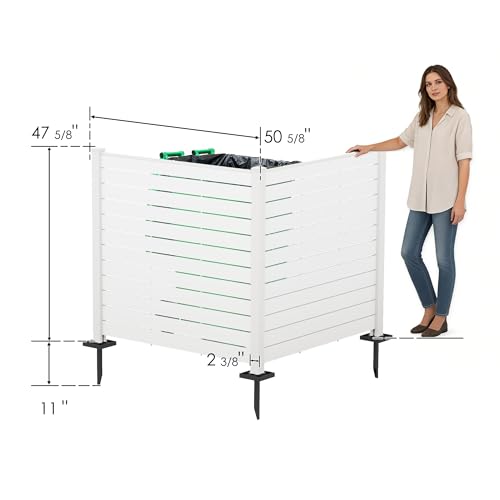 Kozyard 50" W x 48" H Outdoor Privacy Screens Aluminum Post, Air Conditioner Fence Panels, Pool Equipment Enclosure, Trash Can Screens Fence Kit for Outside Backyard Patio (White/2 Panels) - color: White/2Panels