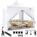 COBIZI 10x10 Heavy Duty Pop Up Canopy Tent with 4 Sidewalls Thicken Frame, Commercial Easy Up Outdoor Wedding Party Tents, All Season Waterproof Windproof with Stakes Sandbags Ropes Roller Bag, White - color: White, size: 10x10