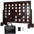 ApudArmis Wooden 4 in a Row Game, Classic Wooden 4-to-Score Game Set with Coins & Carrying Bag-Indoor Outdoor Games for Adults Family
