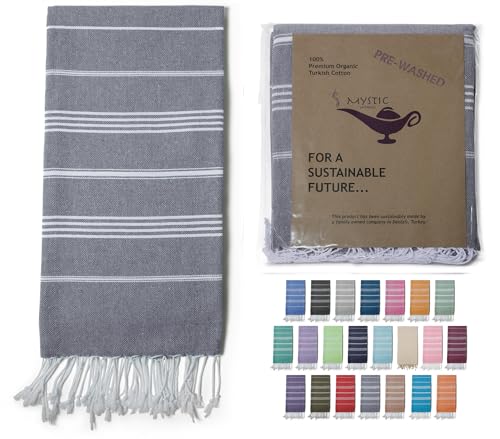 Turkish Beach Towel 100% Organic Cotton Extra Large Oversized (39 x 71 Inches) Quick Dry Sand Free Light Weight Prewashed for Bath Beach Gym Yoga Travel Towel Blanket (Slate Grey) - color: Slate Grey