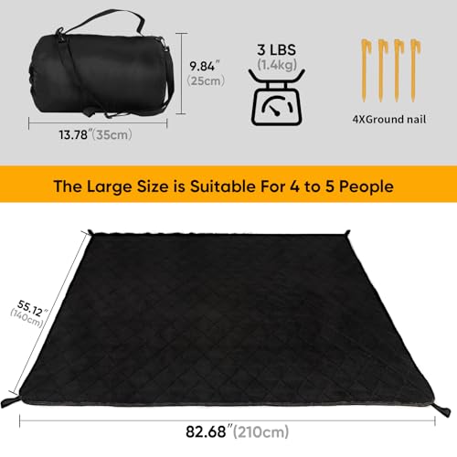 Northroad Waterproof Camping Blanket with Sherpa Lining, Large Windproof Outdoor Blanket for Cold Weather, Light Weight and Warm for Picnic, Stadium, Dog, Concert, 55"x82" (Black, 1PCS) - color: Sherpa Black-300 Gsm, size: 82"x 55"