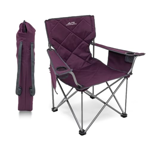 ALPS Mountaineering King Kong Camping Chairs for Adults with Mesh Cup Holders and Pockets, Built Durable and Reliable with Compact Foldable Steel Frame - color: Eggplant