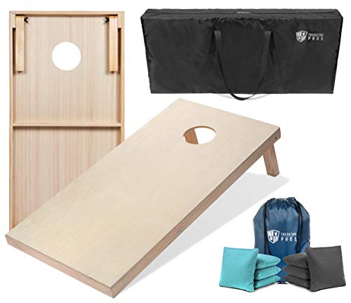 Tailgating Pros Cornhole Boards - 4'x2' & 3'x2' Cornhole Game w/Carrying Case & Set of 8 Corn Hole Bags - 150+ Color Combos! Optional LED Lights - color: Baby / Charcoal, size: 3'x2' Boards