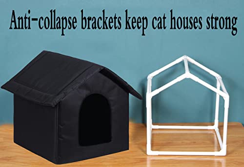 Outdoor Cat House Cat House for Outdoor and Indoor Use - Waterproof Shelter for Cats, Dogs, and Feral Animals (Black cat House, Large) - color: Black cat house, size: Large