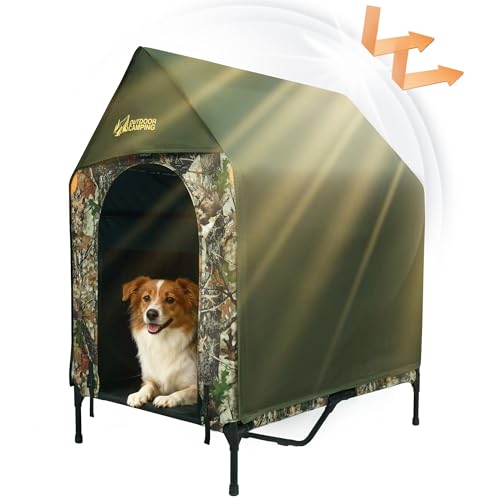 Outdoor Dog House, Kennel with Canopy, Waterproof and Breathable Pet Tent House for Medium Dogs, Foldable Dog Shelter with Shade Roof for Camping, Travel and Backyard, M - style: M