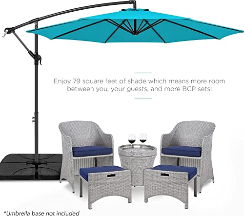 10ft Patio Umbrella Replacement Canopy 8 Ribs, Waterproof & Fade Resistant Market Umbrella Cover, Thickened Polyester Fabric for Backyard, Garden and Pool (Canopy Only) (Lake blue) - color: Lake blue
