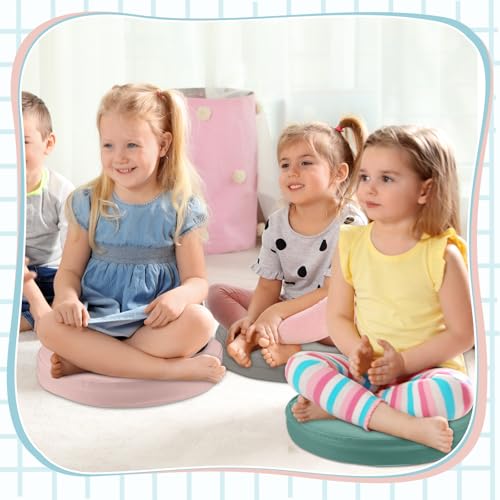 Juexica 8 Pcs Extra Thick Flexible Seating Floor Cushion Assorted Colored Floor Pillow Classroom Seat Cushion Soft Classroom Seating for Kid Learning(Light Morandi,13.8 x 13.8 x 2 Inch,Round) - color: Light Morandi