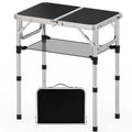 YihuiKo Small Folding Table, Aluminum 24" x 16" Adjustable Height Max 27.5" Folding Camping Table with Carrying Handle, Lightweight, Portable Camp Table for Outdoor Indoor Picnic Beach, Black - size: 24"L x 16"W x 27"H