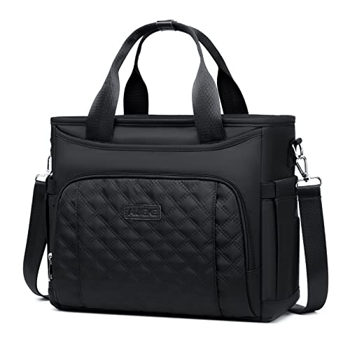 AIJIEKE Extra Large Lunch Bag for Women & Men, Insulated Leakproof Lunch Box for Work, Reusable Adult Lunch Tote with Shoulder Strap, Multi-Pocket Cooler Bag for Office, Picnic, Beach, Black - color: Black