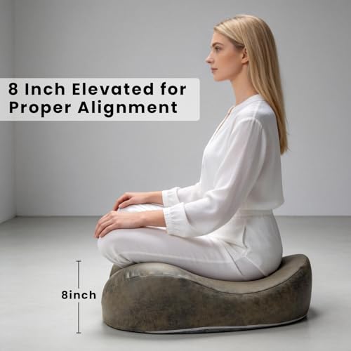 Memory Foam Meditation Cushion for Floor Sitting, 23" Wide Floor Pillow with Foot Rest, 8" Thick Cross-Legged Yoga Seat for Adults, Mindfulness & Relaxation, Green - color: Green