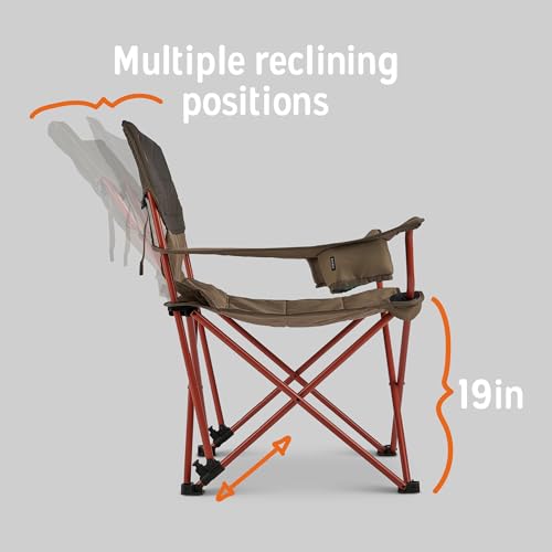 Kelty Deluxe Lounge Chair – Folding Outdoor Camp Chair, Insulated Cupholders, Customized Recline, Steel Frame, Padded Roll Storage, 2024 (Deep Lake) - color: Bungee Cord / Beluga