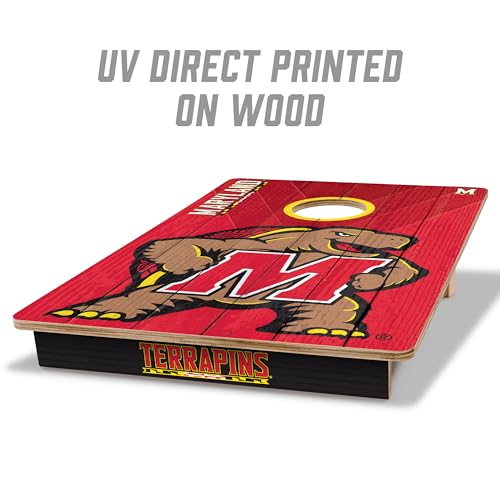 YouTheFan NCAA 2’ x 3’ Wood Cornhole Game with Logo Bags - color: Maryland Terrapins, size: 2' X 3'