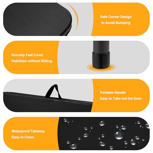 Kasunpul 34" Folding Table, Portable Square Folding Card Table with Collapsible Legs & Carrying Handle, Plastic Tables for Camping,Picnic, Office, Party, Black - color: Black