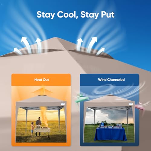 Quictent 10x10 Pop Up Canopy Tent Without Sidewall, Instant Setup Gazebo for 1 Person, Portable & Compact, Waterproof & UV Protection, Ideal for Camping, Beach, Parties, and Outdoor Events - color: Beige, size: 10x10 without Sidewall