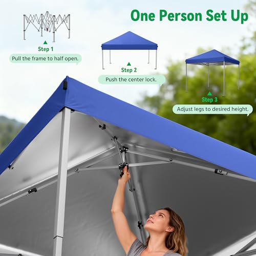 Driftalia 10x10 Pop Up Canopy Tent, Instant Setup Portable Canopy with Carry Bag, 4 Sandbags and 8 Stakes for Outdoor Events, Parties & Camping - Blue - color: Blue