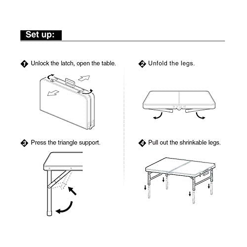 REDCAMP Small Camping Table 2 Foot, Portable Aluminum Frame Folding Table Adjustable Height Lightweight for Picnic Beach Outdoor Indoor, White 24 x 16 inch (3 Heights) - size: 2-Feet (3 heights 10"/19"/26")