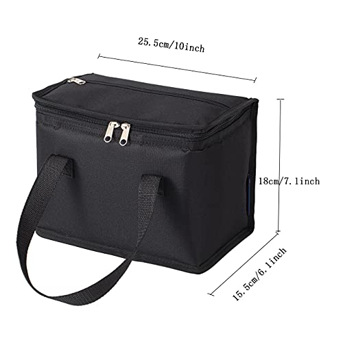 Foldable Lunch Bag Insulated Lunch Box Water-Resistant Leakproof Soft Cooler Bag Black 10 cans