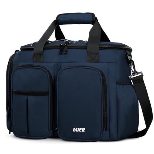 MIER Lunch Box for Men Heavy Duty Insulated Lunch Bag 20 Cans Large Leakproof Soft Cooler Bags with Multiple Pockets for Picnic Work Travel (Navy Blue) - color: Navy Blue