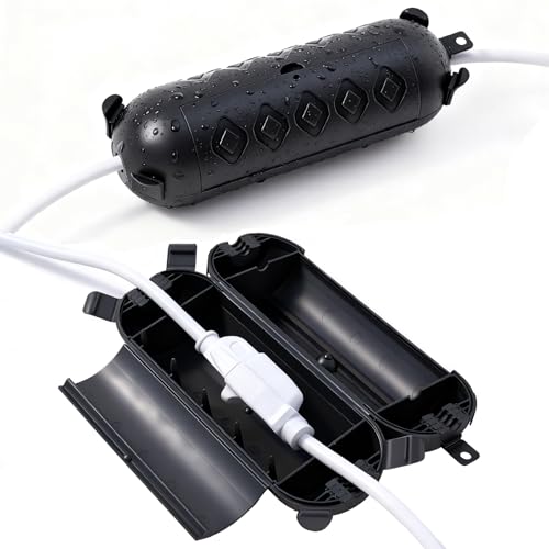 2 Pack Black Outdoor Extension Cord Cover IP44 Waterproof, Weather-Resistant Electric Cord Cover, Outdoor Plug and Holiday Lights Protector for Halloween, Christmas - color: Black