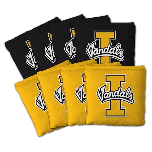 YouTheFan Officially-Licensed NCAA Set of 8 Cornhole Bags - All Weather Dual Sided Slide & Stop - Regulation Size with Carry case - color: Idaho Vandals
