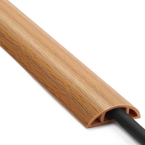 Floor Cord Cover 10ft, Cord Hider Floor Yellow Oak Wood, Floor Cable Management Prevent Cable Trips, Floor Cable Cover Wire Covers for Power Cords, Cord Protector Cord Cavity W0.47in H0.28in - color: Yellow Oak Wood, size: W1.2'' x L10'