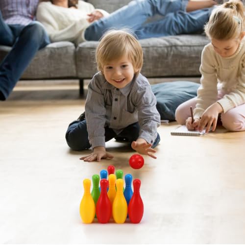 Toyvian Bowling Set - Bowling Games for Kids Indoor Small Bowl Pins Family Sports Games Set for Toddlers 3-8 Years Old