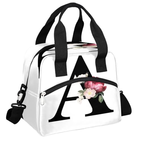 Letter A Insulated Lunch Bag for Women Men Reusable Waterproof Lunch Box Cooler Tote Bag One shoulder portable meal bag Portable Adult Lunchbox for Work Picnic Hiking Beach - color: Letter A
