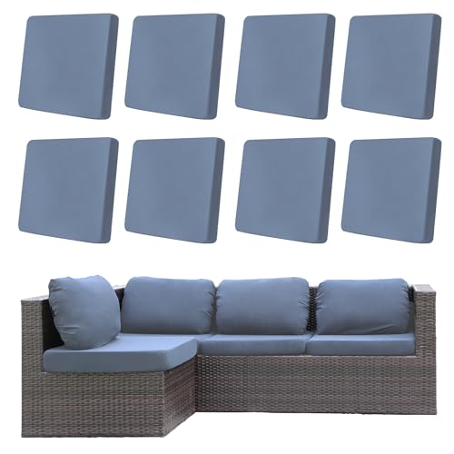 8Pcs Outdoor Cushion Covers, Patio Cushion Covers,Stretch Elastic Slipcovers, Replacement Washable & Reusable Furniture Protector for Patio Couch (Grey Blue,Cover Only) - color: Grey Blue, size: 8Pcs-Solid color
