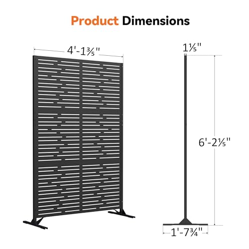 Modern Shade 4x6 FT Metal Privacy Screen with Artistic Modular Designs Decorative Patio Privacy Fence & Garden Divider, Freestanding Outdoor Metal Fence Panel, Weather-Resistant (Metro Code) - size: 1 Panel (Metro Code)