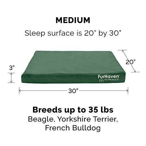 Furhaven Replacement Dog Bed Cover Water-Resistant Indoor/Outdoor Logo Print Oxford Polycanvas Mattress, Washable - Forest, Medium - color: Forest, size: Medium (Pack of 1)