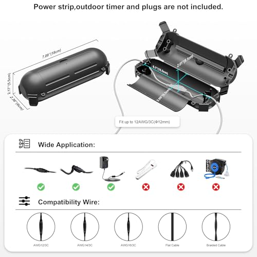 iwillink 4 Pack Outdoor Extension Cord Cover Waterproof - Weatherproof Electrical Connection Box for Outdoor Outlet, Plug, Socket, Christmas Holiday Decoration, Power Tool, Black - color: Black, size: 4 Pack