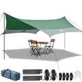 Forceatt 12x14FT Waterproof Camping Tarp with 2 Poles, Sun Shelter for Car, Tent, Hammock in Camping, Hiking, Backpacking, Garden and Traveling - color: Green & Gray