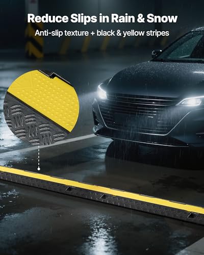 VEVOR Cable Protector Ramp, 22,000 lbs/axle Capacity, 2 Channel Heavy Duty Rubber Cord Hose Wire Cover, 1.3 x 1.2 in Channel, Traffic Speed Bump with Flip-Open Top Cover, for Indoor Outdoor, 1 Pack - style: 2 Channel-1PC